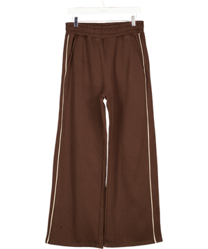 REASN Chocolate Brown High Waist Wide Leg Joggers UK 12