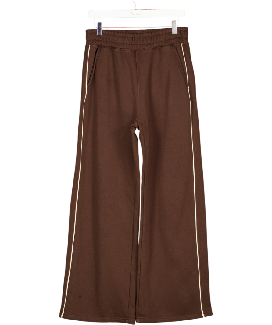 REASN Chocolate Brown High Waist Wide Leg Joggers UK 12
