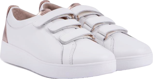 FitFlop Metallic-back Urban White Rose Gold Leather Strap Trainers UK 7 EU 40