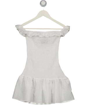 WHITE FOX Winners Circle Off Shoulder Mini Dress White Stripe UK XS