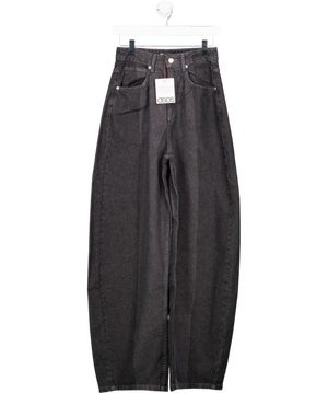 ASOS Black Wash Two Tone Stripe Barrel Leg Jeans UK8