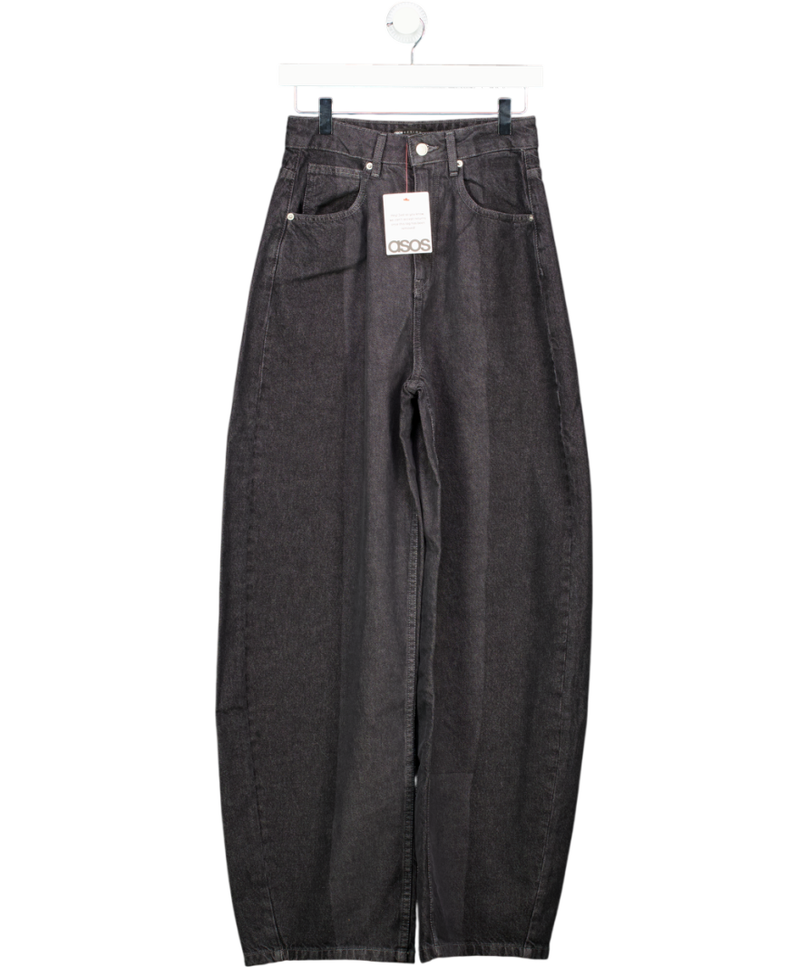 ASOS Black Wash Two Tone Stripe Barrel Leg Jeans UK 10