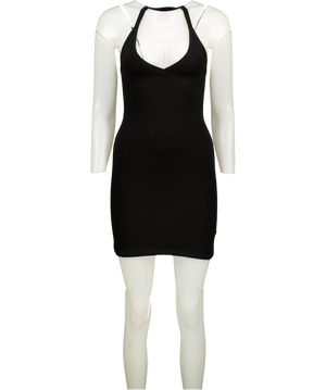 WHITE FOX Black Ribbed Racer Back Mini Dress UK S