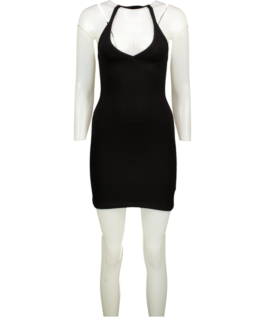 WHITE FOX Black Ribbed Racer Back Mini Dress UK S – Reliked