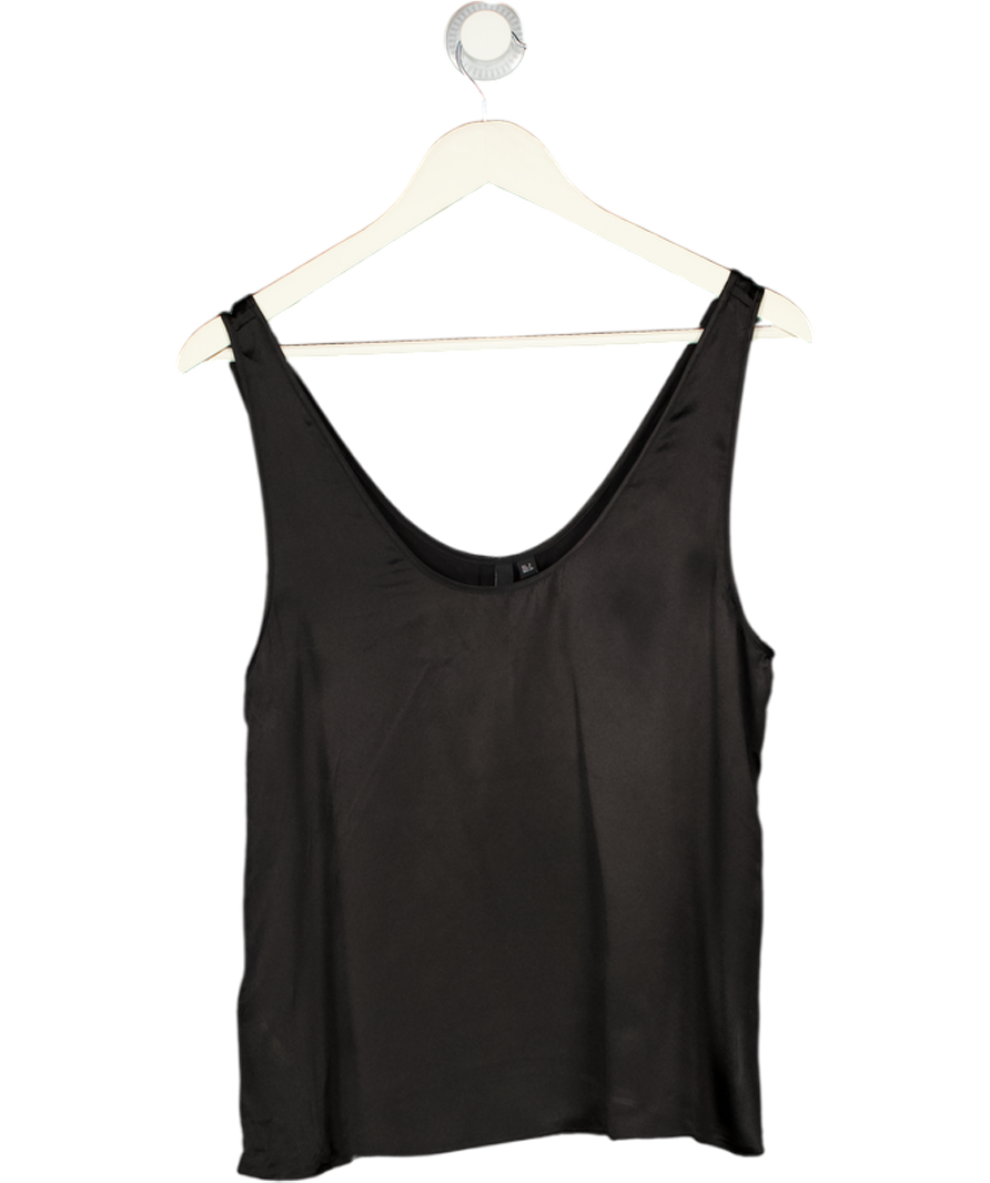MANGO Black 100% Fluid Mulberry Silk Cami Top UK S