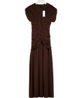 KAREN MILLEN Brown Premium Ruched Jersey Maxi Dress - Petite UK XS