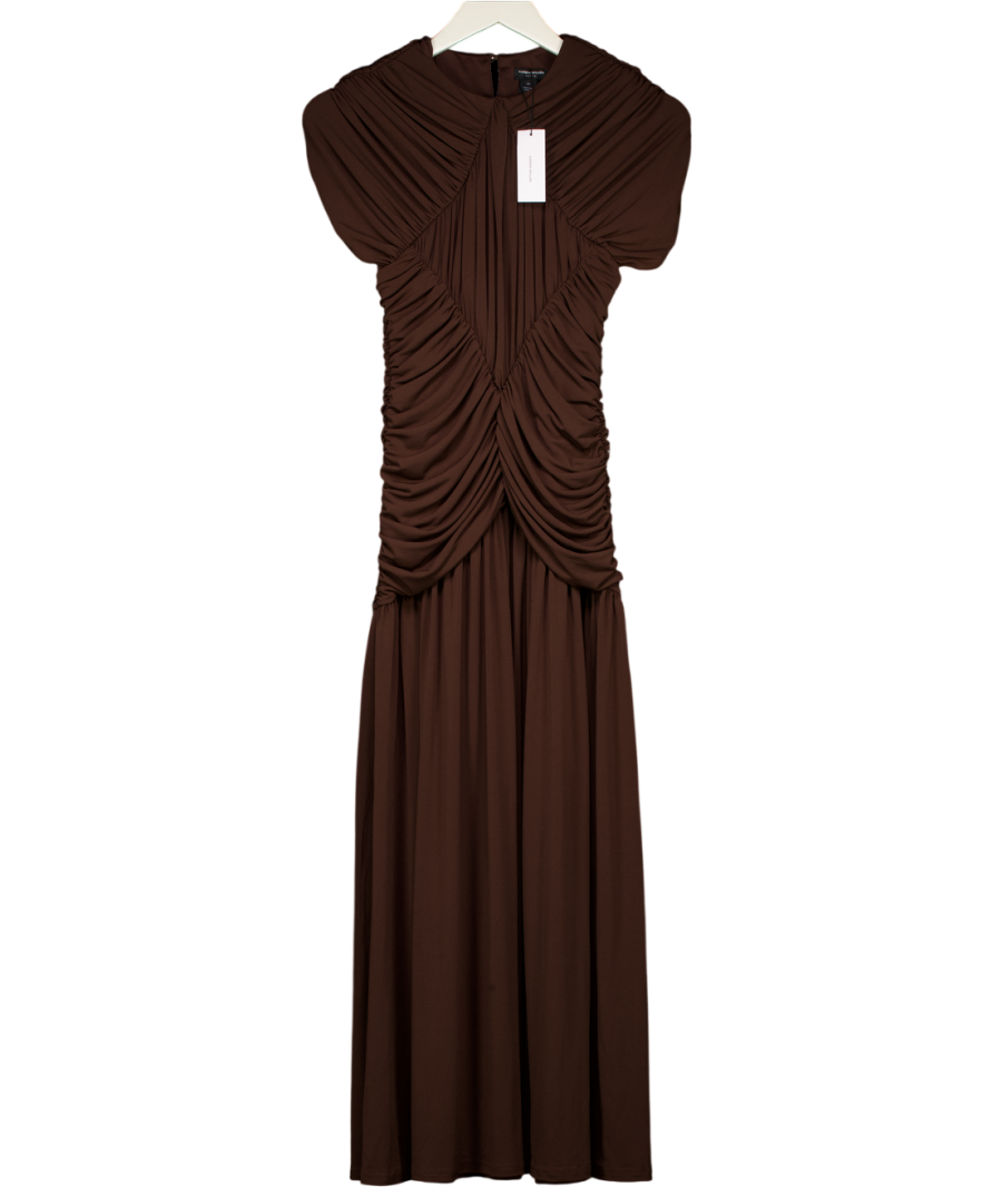 KAREN MILLEN Brown Premium Ruched Jersey Maxi Dress - Petite UK XS