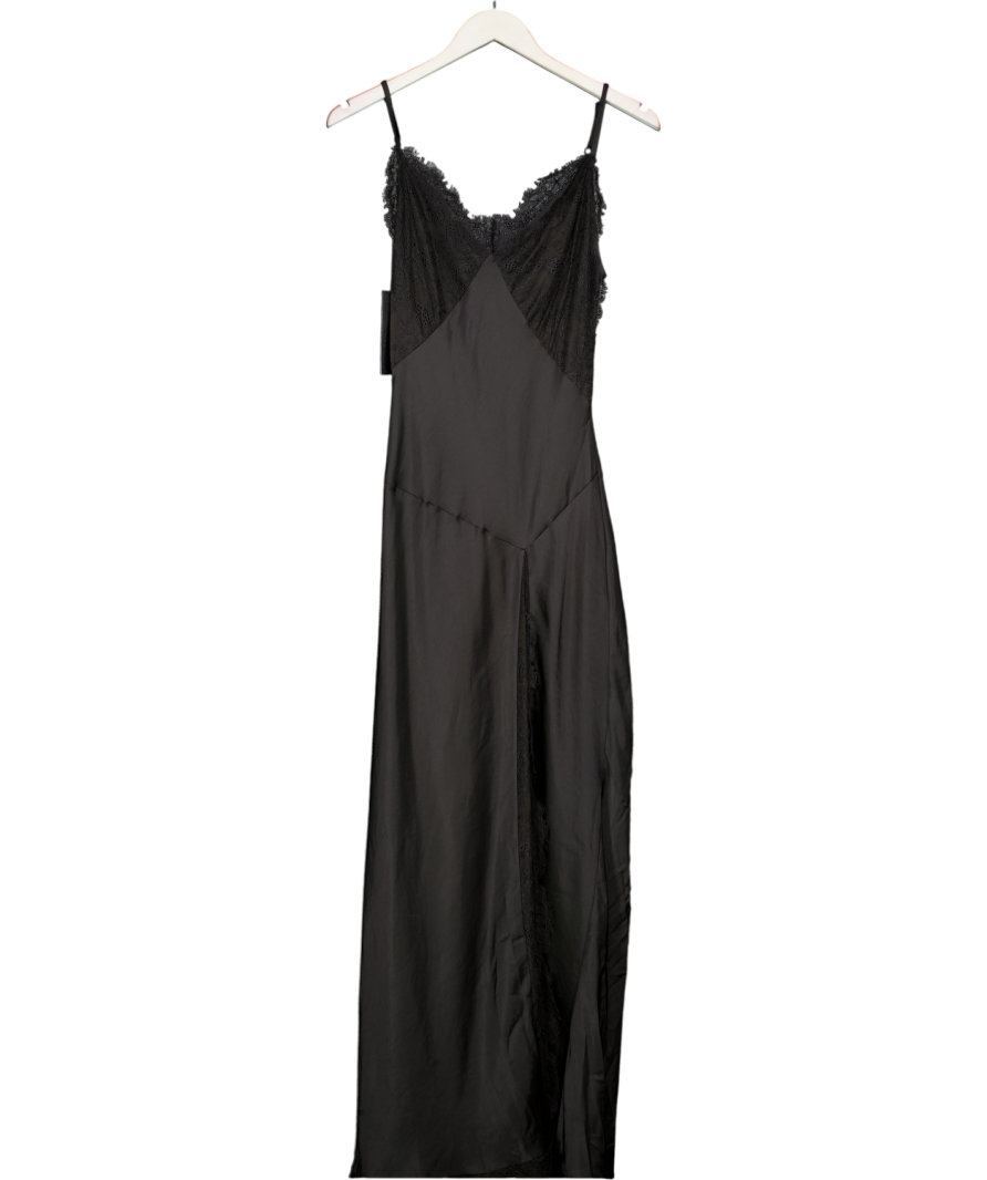 COOSH Black Satin & Lace Slip Maxi Dress UK S