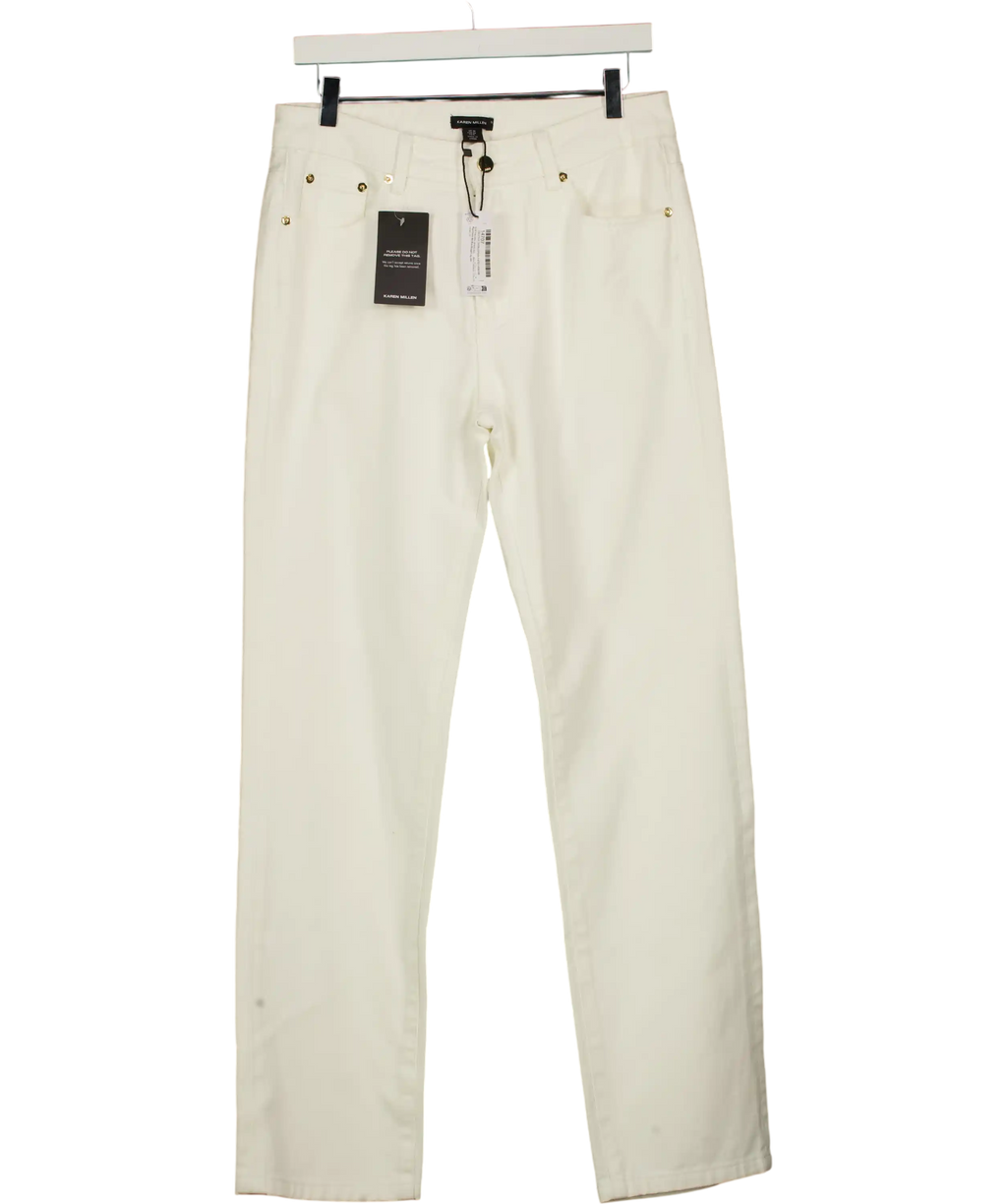 Karen Millen White Rigid Denim Mid Rise Straight Leg Jeans UK 10