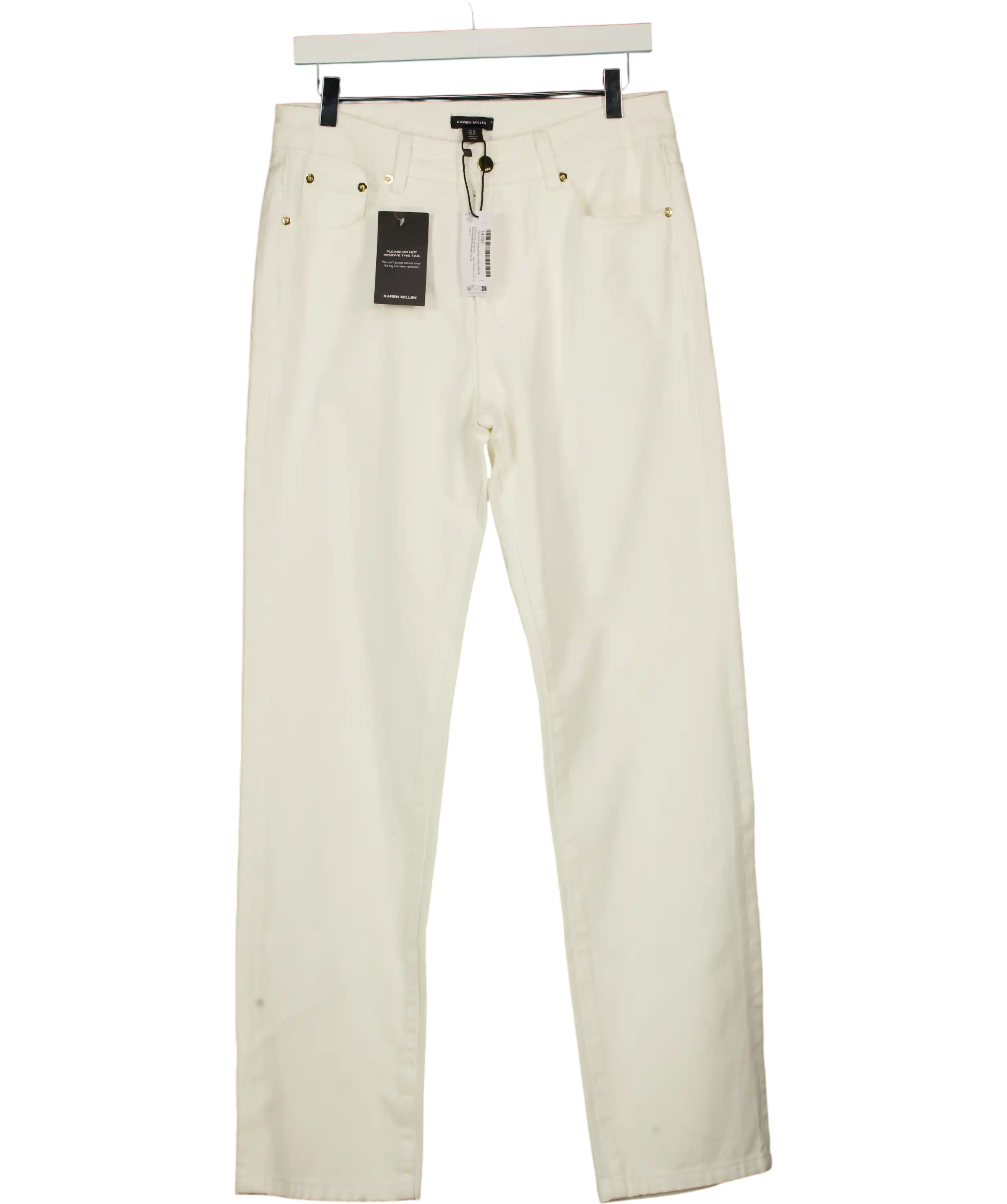 Karen Millen White Rigid Denim Mid Rise Straight Leg Jeans UK 10