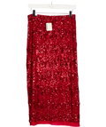 Free People Party Trick Red Sequin Midi Skirt UK S