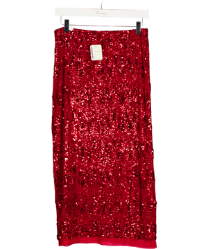 Free People Party Trick Red Sequin Midi Skirt UK S