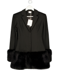 MISS CIRCLE Wenona Black Fur Trimmed V-neck Mini Blazer Dress UK S
