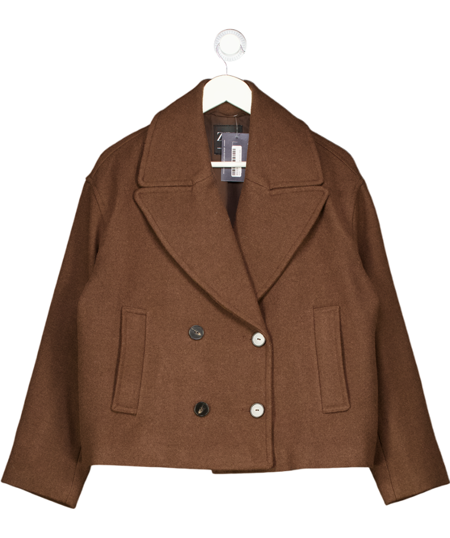 ZARA Brown Brwon Double Breasted Jacket UK S