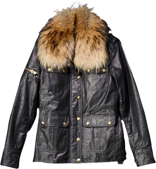 Sam New York Brown Waxed Jacket With Removable Faux Fur Lining And UK S
