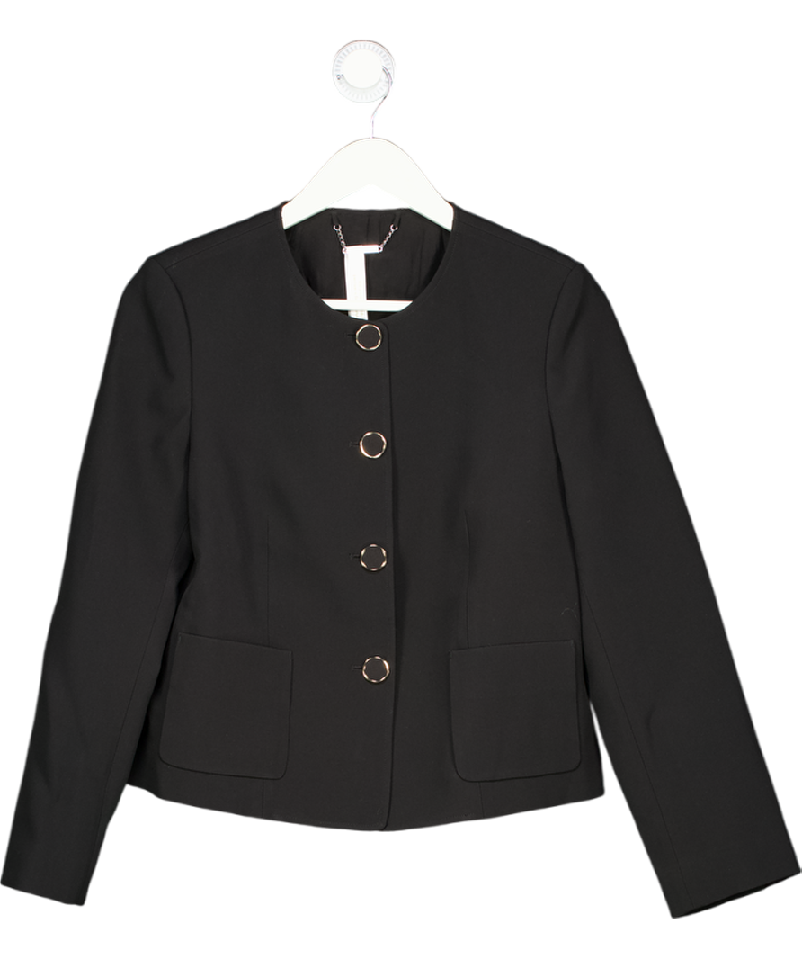 LILYSILK Black Tailored Silk Boxy Jacket UK 6