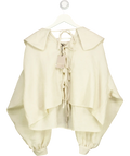 River Island Beige Crinkle Tie Front Large Collar Blouse UK 12