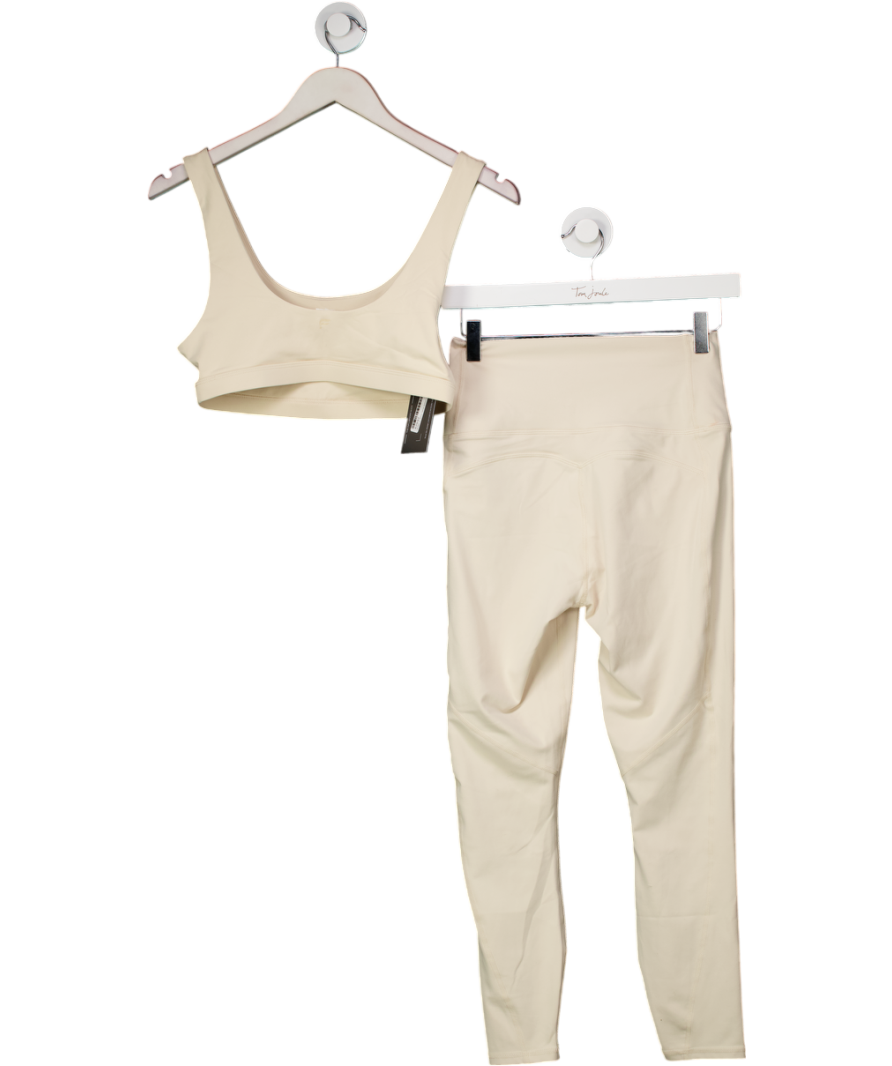 Fabletics Cream Oasis Pureluxe 7/8 Leggings And Sports Bra Set UK M