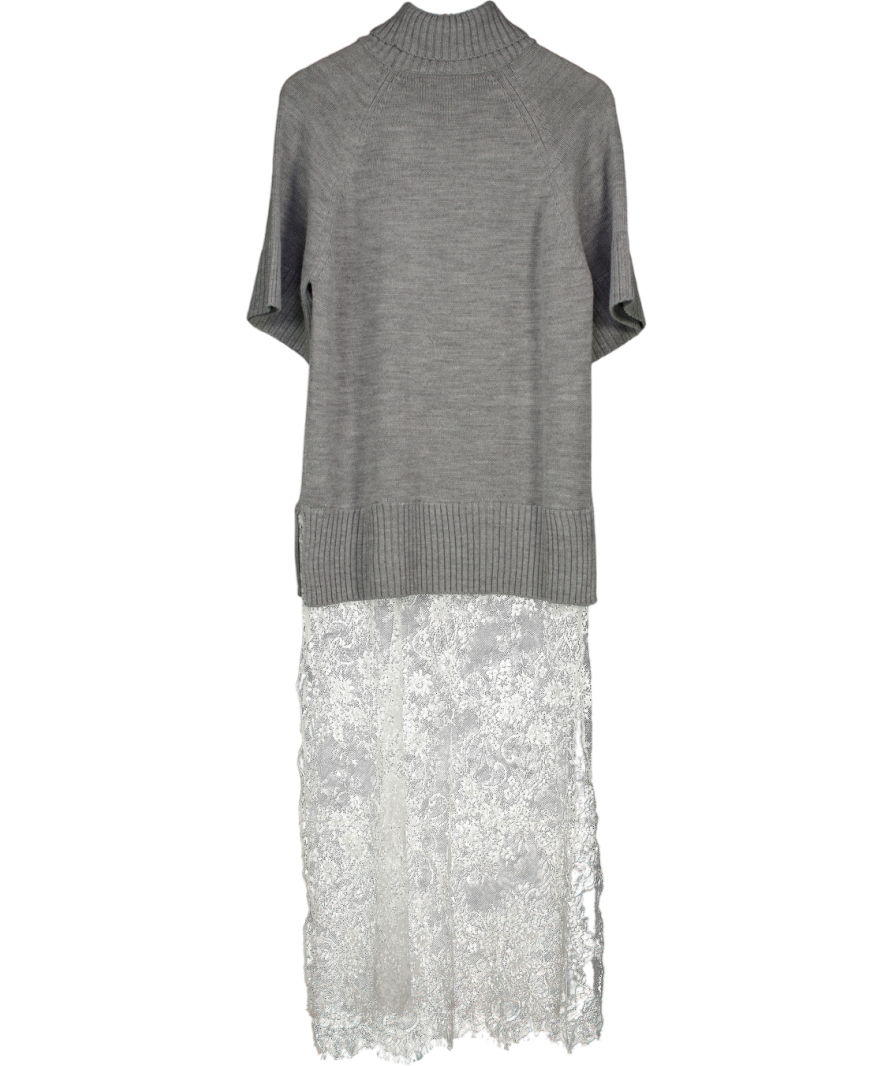 River Island Grey Hybrid Lace Hem Dress UK XS