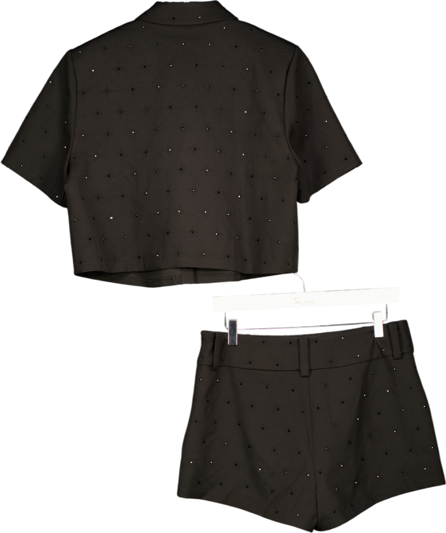 SLA the label 2-piece Black Crystal Embellished Shirt (uk L)  & Shorts (uk M) Set UK M/L