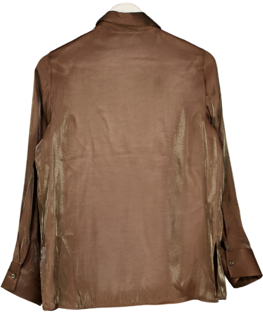 ZARA Brown Shimmer Long Sleeve Shirt UK S