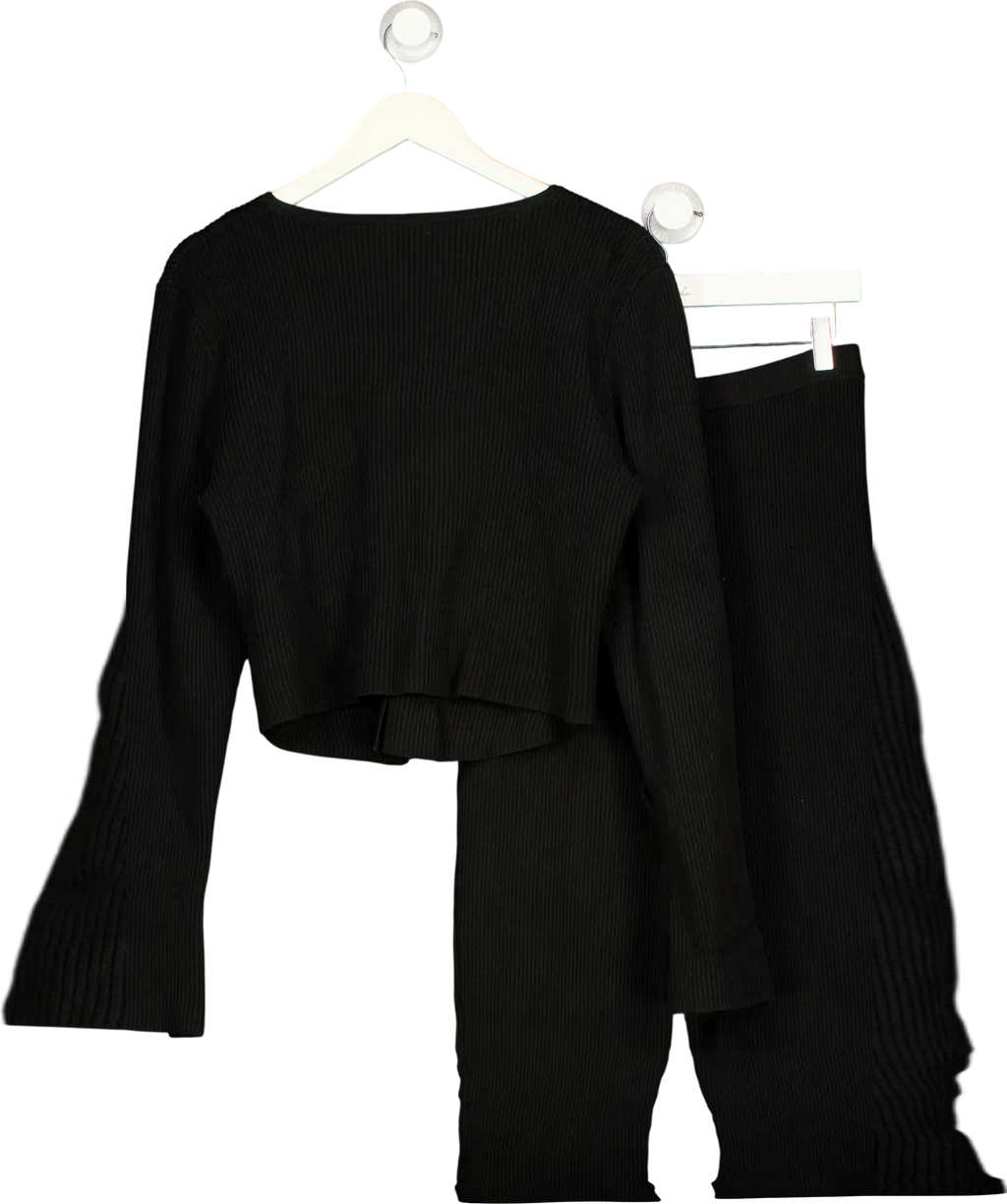 HOUSE OF CB 2-piece Ylvia Black Ribbed Knit Cardigan And Mitzi Leggings Set UK L+
