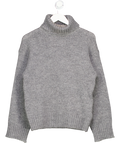 NA-KD Grey Turtle Neck Wool Blend Knitted Sweater UK XS