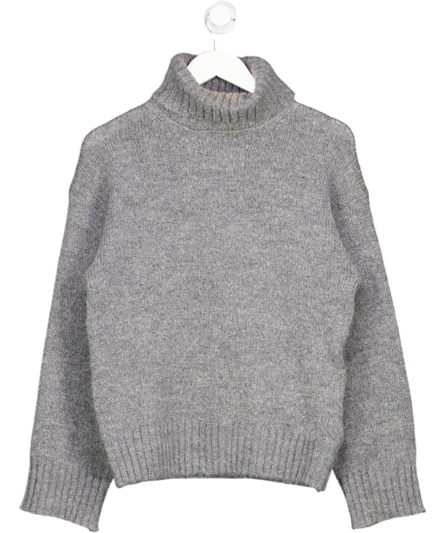 NA-KD Grey Turtle Neck Wool Blend Knitted Sweater UK XS