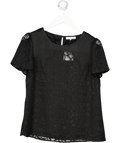 Rocha John Rocha Black Short Sleeved Mesh Patterned T-shirt UK 12