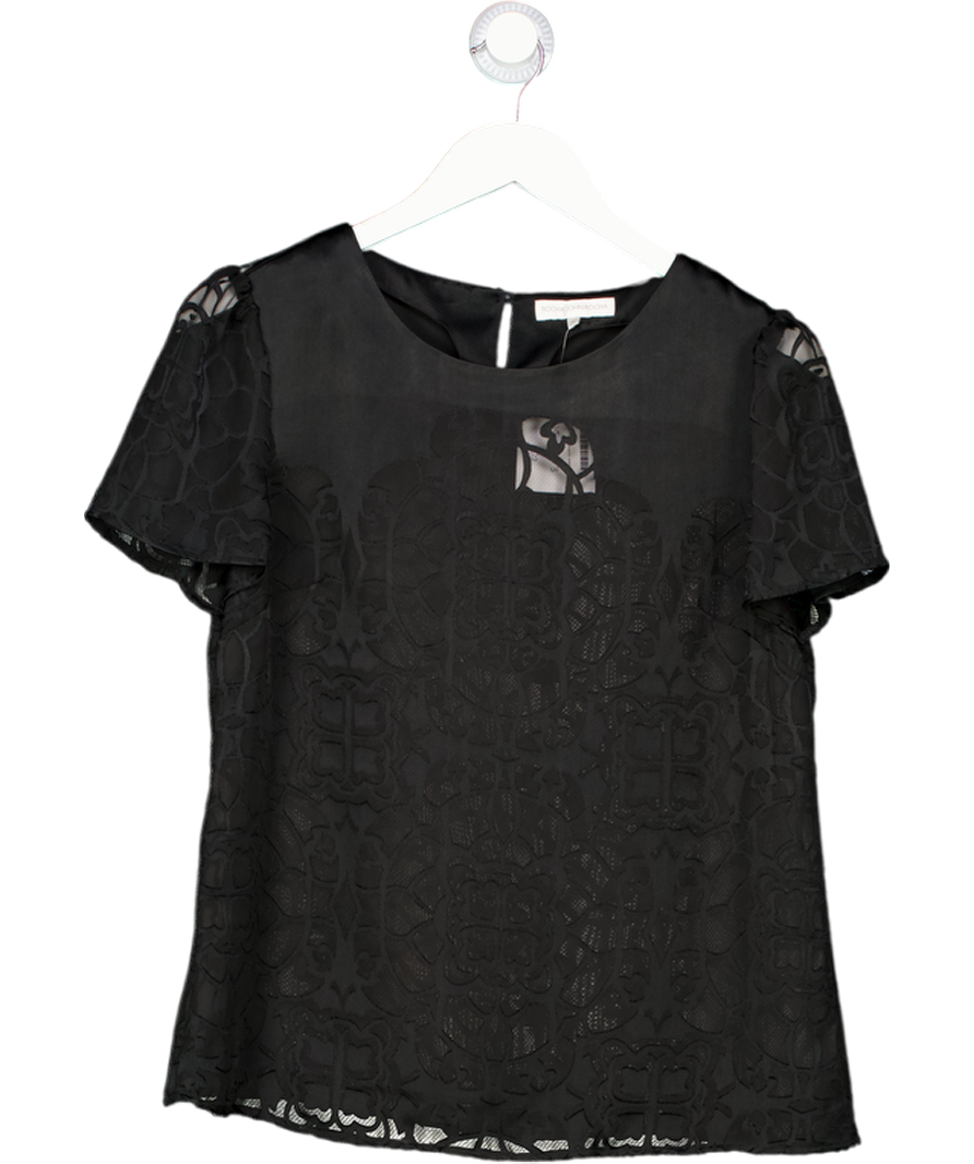 Rocha John Rocha Black Short Sleeved Mesh Patterned T-shirt UK 12