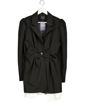 ABSENCE OF COLOUR Black Cinched Waist Blazer UK L