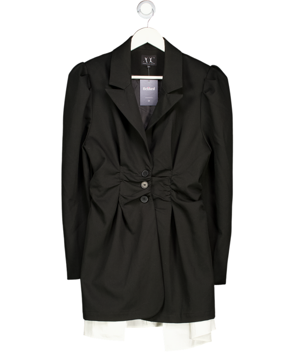 ABSENCE OF COLOUR Black Cinched Waist Blazer UK L
