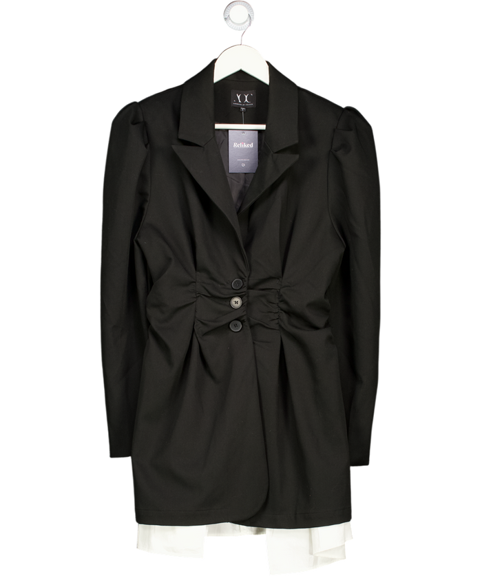 ABSENCE OF COLOUR Black Cinched Waist Blazer UK L