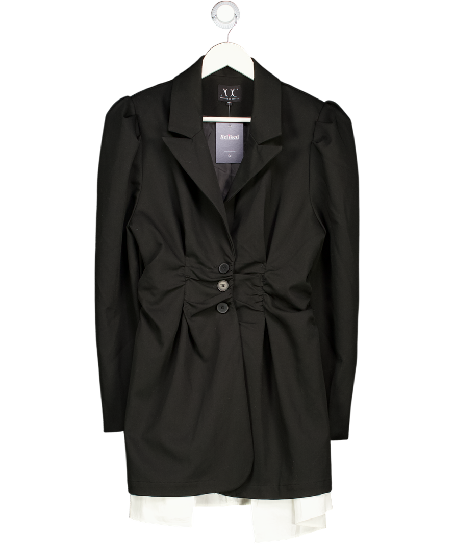 ABSENCE OF COLOUR Black Cinched Waist Blazer UK L