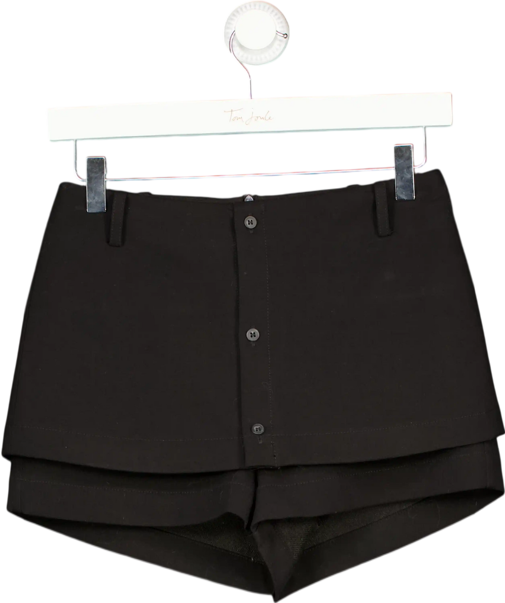 Acsense Studio Black Layered Button Up Shorts UK XS