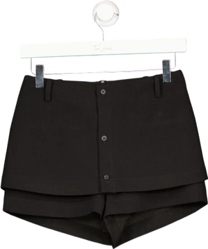 Acsense Studio Black Layered Button Up Shorts UK XS