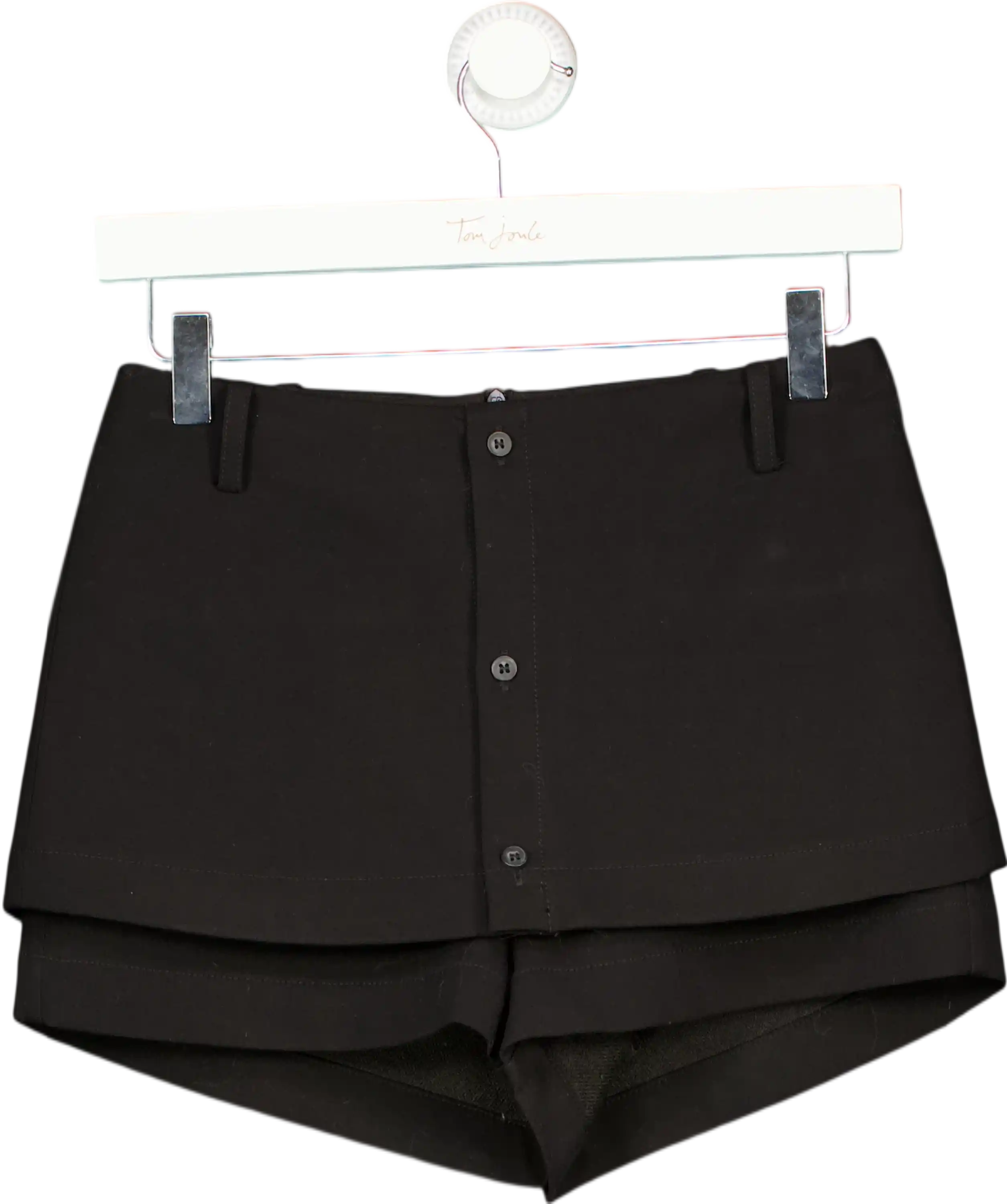 Acsense Studio Black Layered Button Up Shorts UK XS