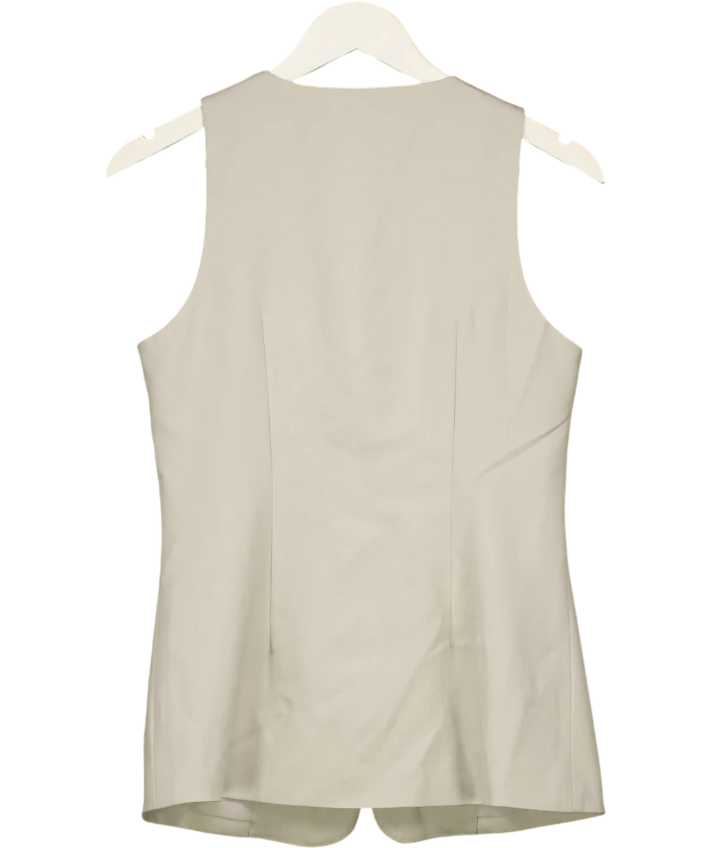 COMMENSE Textured Gold Button V-neck Waistcoat Top Light Grey UK M