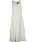 4th & Reckless White Ruched Cotton Drop Waist Maxi Dress UK 8