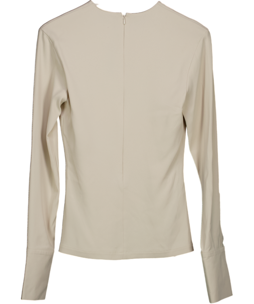 Refy Beige Split Side Long Sleeve Top UK S