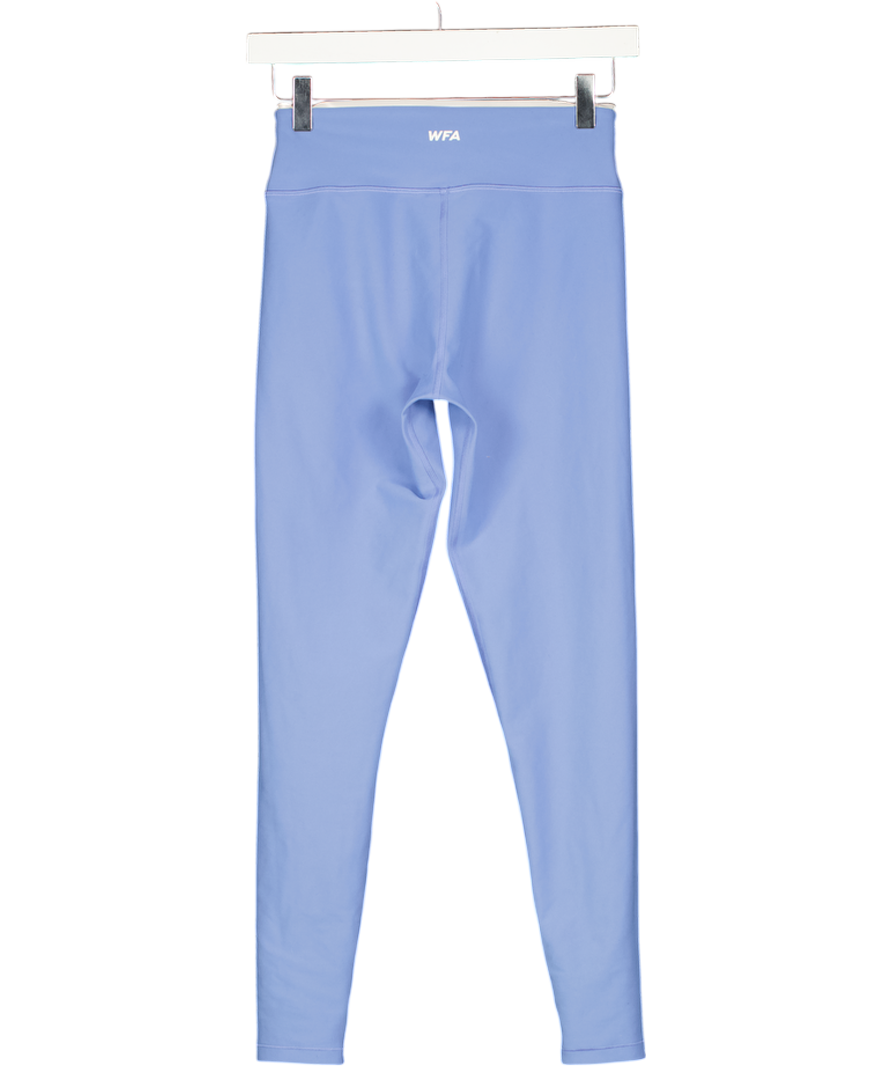 White Fox Corn Flower Blue High Waisted Active Wear Leggings UK S