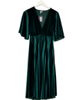 ASOS Green Pleated Velvet Kimono Midi Dress UK 8