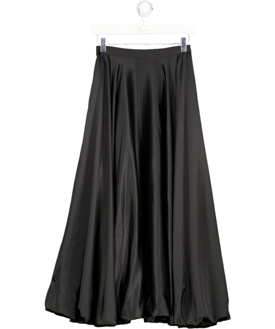 LILYSILK Black X Lydia Millen Snowdrop Bubble Hem Silk Maxi Skirt UK 6