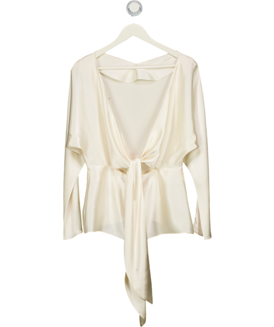 DEITAS Mia Tie-back Silk Satin Blouse In Cream UK S