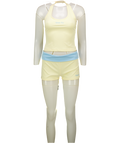 WHITE FOX 2-piece Lemon Yellow & Baby Blue Active Shorts & Halter Top Set UK M