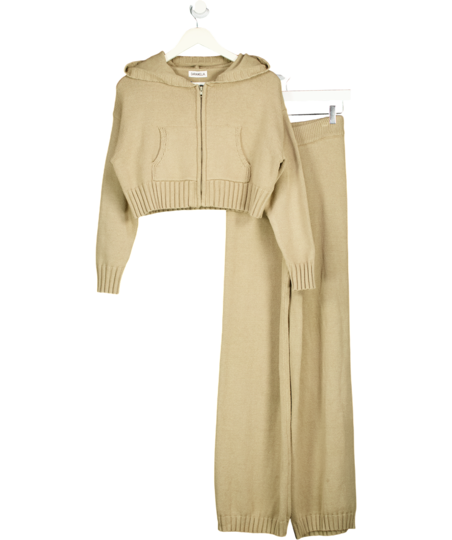 CARAMELLA 2-piece Beige Knit Loungewear Set UK S