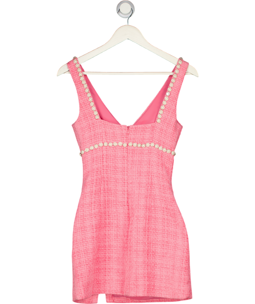 strapless open back dress SELF PORTRAIT Pink Embellished Bow-detailed Bouclé-tweed Mini Dress UK –  Reliked