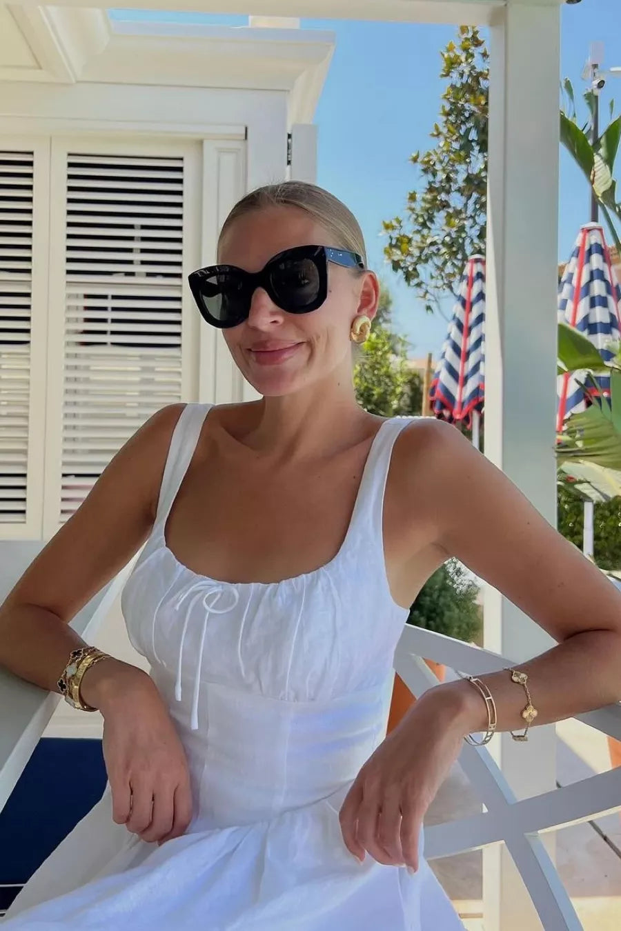 REFORMATION White Balia Linen Dress Us2 UK 6