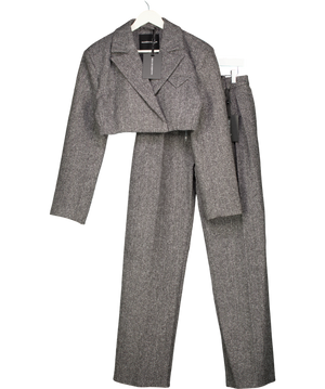 maniere de voir Grey Wide-shoulder Tailored Crop Blazer (uk8) And Pleated Trouser (uk10) Set UK S