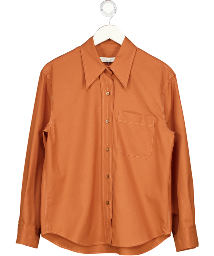 LVIR Rust Brown Wool-blend Oversize Shirt UK S
